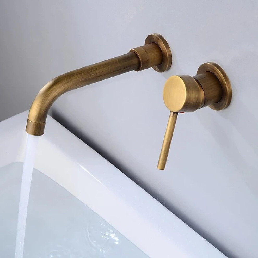 Copper Basin Faucet Concealed Wall Mount Hot And Cold Two Hole Installation Antique Electroplated Baked Enamel Finish 9347817118711