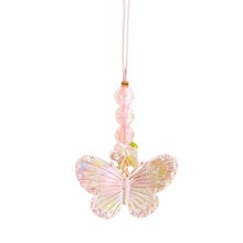 Leuke bloem vlinder hanger telefoonriemen Lanyard zak-Roze