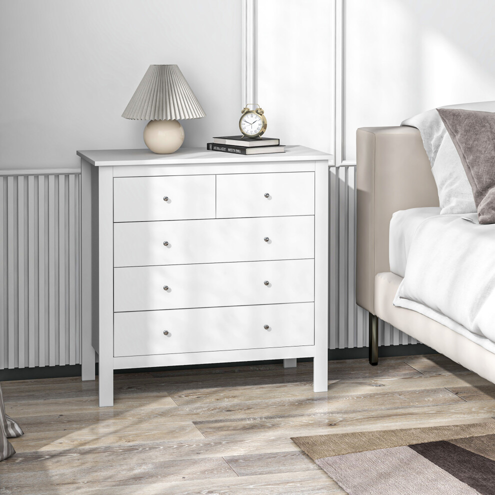 Homcom Modern Chest Of Drawers, 5 Drawer Unit Storage Chest For Bedroom