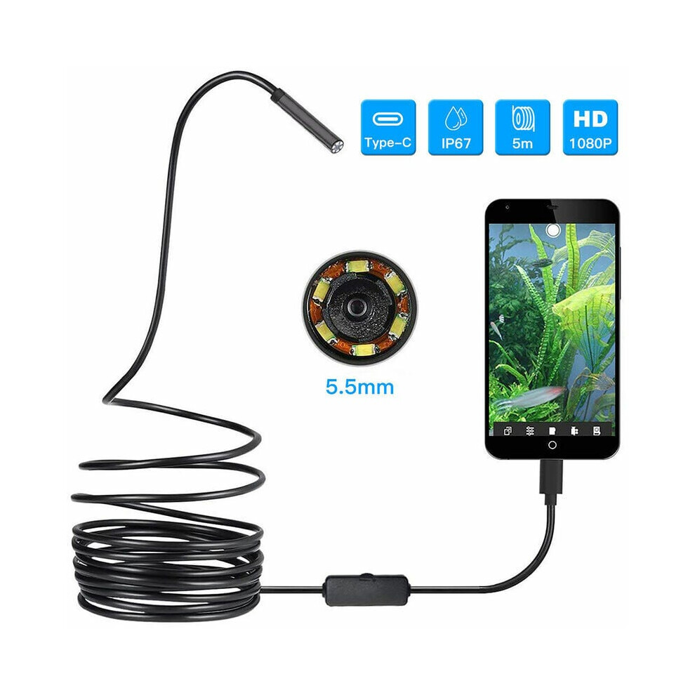 Endoscope Camera, Ultra Thin 5.5Mm Diameter Ip67 Waterproof Hd Inspection Camera, Smart Chip Technology Ensures Clear Images Underwater Exploration 9448196646335