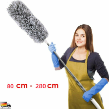 Broom Replacement Stick, Stainless Steel Extendable Pole for Closet and Ceiling, Ultra-long Telescopic Handle for Heavy-duty Cleaning, Lightweight