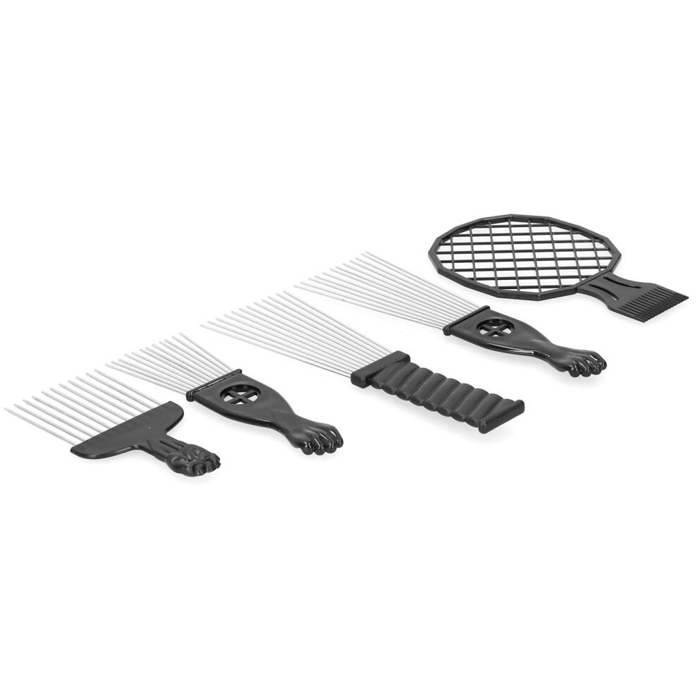 5 Pack Stainless Steel Afro & Twist Hair Pick Combs - Durable Styling Tools