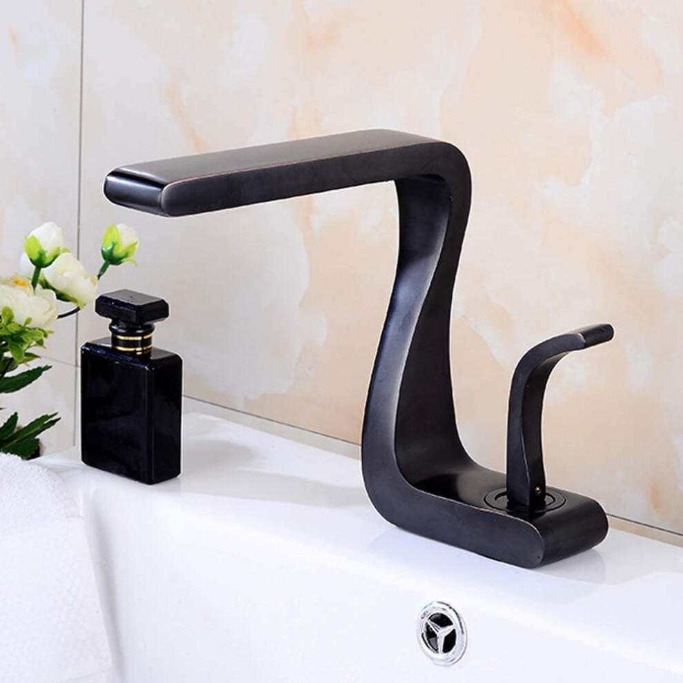 Faucets Basin Mixer Taps With Swivel Spout Solid Brass Black Bathroom Sink Taps 9347817119480