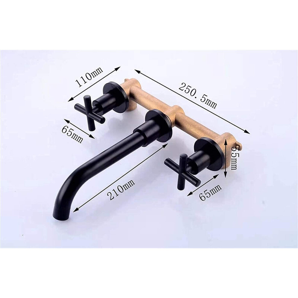 Faucets 3Hole Brass Wallmounted Doublehandle Bathroom Faucet, Inwall Basin Taps, Sink Taps 9382693785435