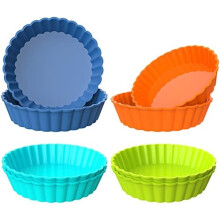 (Tarteform) webake Tarteform Silikon 8 Stück 5 Inch 12,7 cm Mini Tartelette Förmchen Quicheform Törtchenform Klein Rund Kuchenform