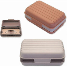 tragbare Seifenschale mit Deckel, cremeweiß, Seifenbox für Reisen, Wandern und Camping