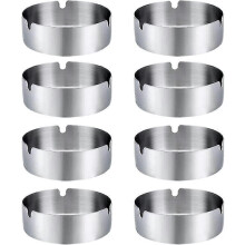 Set mit 8 runden Edelstahl-Aschenbechern für Bar, Restaurant, Schlafzimmer