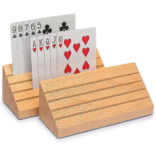 Juego de 2 organizadores de cartas de madera, base de madera maciza, fácil de usar.