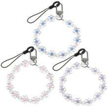 3er-Set Handy-Schlüsselbänder mit Perlen und Blumenmuster, Handykette, Armband, Handyhüllenanhänger