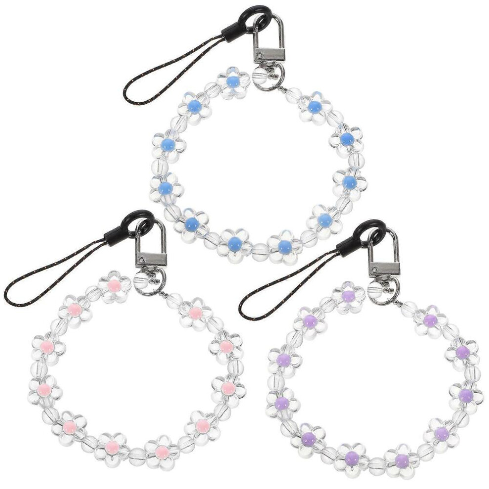 3Pcs Phone Beaded Lanyard Flower Mobile Phone Chain Phone Bracelet Strap Phone Case Pendant 8472608276286