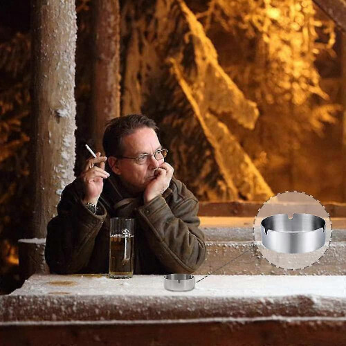 Σετ 8 στρογγυλών σταχτοδοχείων από ανοξείδωτο ατσάλι για μπαρ, εστιατόριο, υπν 1
