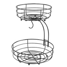 Obstkorb, 2-stöckige Obstschale mit Bananenhalter, luxuriöser Obstkorb/Gemüsehalter aus Metall