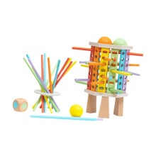 Buntes Holzstäbchenspiel – ein Brettspiel aus Holz für Mädchen und Jungen im Alter von 3 bis 6 Jahren.