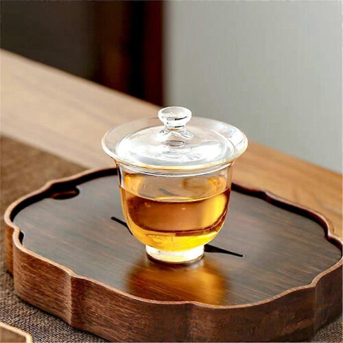 Glas-Teetasse, transparenter Teedeckel, Schale 1