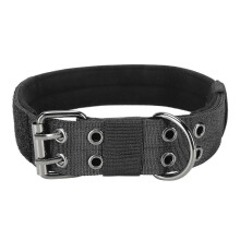 XL Schwarzes, robustes, verstellbares Hundehalsband mit Klettverschluss – ideal für mittelgroße und große Hunde