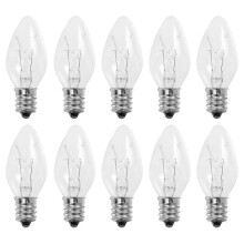 Ersatz-E12-Glühbirnen mit warmweißem Licht für den Heimgebrauch, 10 Stück C7 elektrische Kerzenlampen
