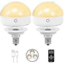 E14-Akku-Glühbirne, 2er-Pack, 300 lm, entspricht 40 W, abnehmbarer Ladeanschluss, 3 Farbtemperaturen, Fernbedienung, Notleuchte, Dimmer, Ti
