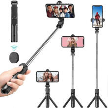 Bluetooth-Selfie-Stick, Selfie-Stick-Stativ – Ausziehbarer Stativstab mit Fernbedienung – Kabelloses Selfie-Stick-Stativ