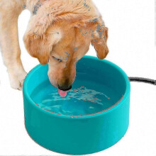 Tigela de água aquecida grande de 3,2 litros para animais de estimação ao ar livre, com controle termostático de 30 W e cabo de 2 metros (6,