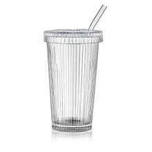 Gläser mit Deckel und Strohhalm, Eiskaffeebecher für die Kaffeebar, Gläser mit Strohhalm und Deckel für die Heimdekoration