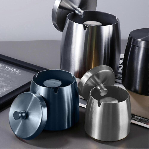 Smell proof ashtray for hotel - stainless steel windproof storage 2