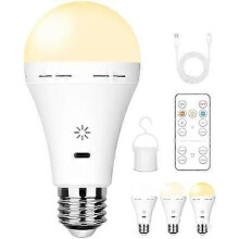 Wiederaufladbare USB-Glühbirne mit Fernbedienung, dimmbare LED-Glühbirne mit 3 Farbtemperaturen, E27 7W Touch-Control-Glühbirne
