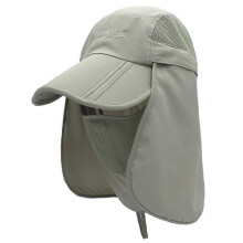 Herren-Sonnenhut mit faltbarem, abnehmbarem Visier, Nackenschutz und UPF 50+ Sonnenschutz, Einheitsgröße, Hellgrau