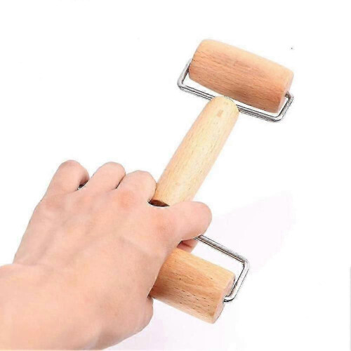 2 In 1 T-shape Wooden Double-sided Rolling Pin Kitchen Pizza Baking Stick Roller 2