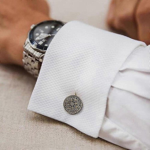 Runde Manschettenknöpfe aus Metall, eleganter Look 1