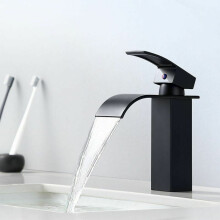 Luxuriöser Waschtischarmatur, gleichmäßiger, laminarer Wasserstrahl, mattschwarze Ausführung, Einhebel-Waschtischarmatur für