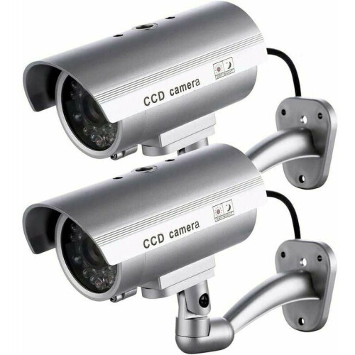 Solar-Powered Dummy Security Camera, Realistic Red Flashing Light For Indoor Outdoor, Security Warning Sticker, Easy Installation, Adjustable Angle