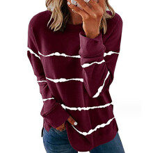 Women's Oversized Sweatshirt, Tie-dye Long Sleeve Crew Neck Pullover, Trendy Chic Casual Tshirt Tops with Loose Version Cut, Color Block Pullover for