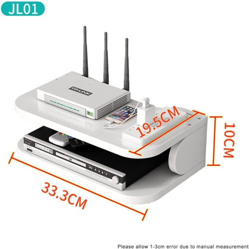 Multi-Function Floating Shelf for Routers and Media Devices, Wall Mounted Wireless Router Storage Box with Cooling and Ventilation Design, 1