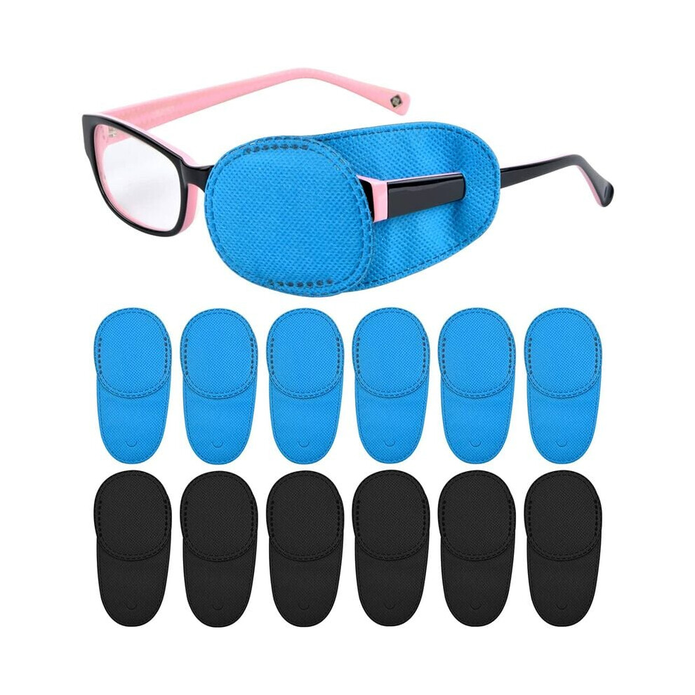 Black/Blue Lazy Eye Fixer, Amblyopia Eye Patches: Hypoallergenic Reusable Patches For Glasses ( & 10 X 5 Cm)