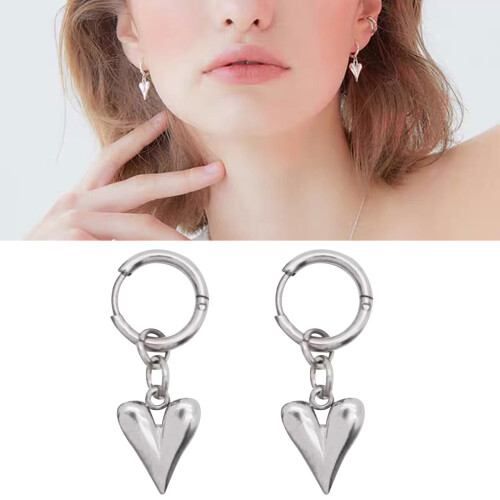 Boucles d'oreilles pendantes élégantes en forme de cœur, 1