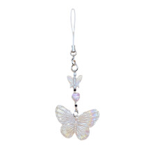 Pendentif perlé papillon doux, corde suspendue,-Transparent