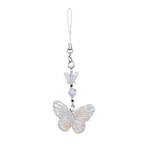 Pendentif perlé papillon doux, corde suspendue,-Transparent