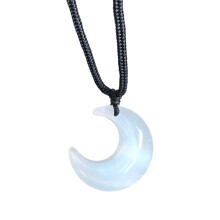 Collier pendentif Simple croissant de lune, chaîne de-Rond blanc