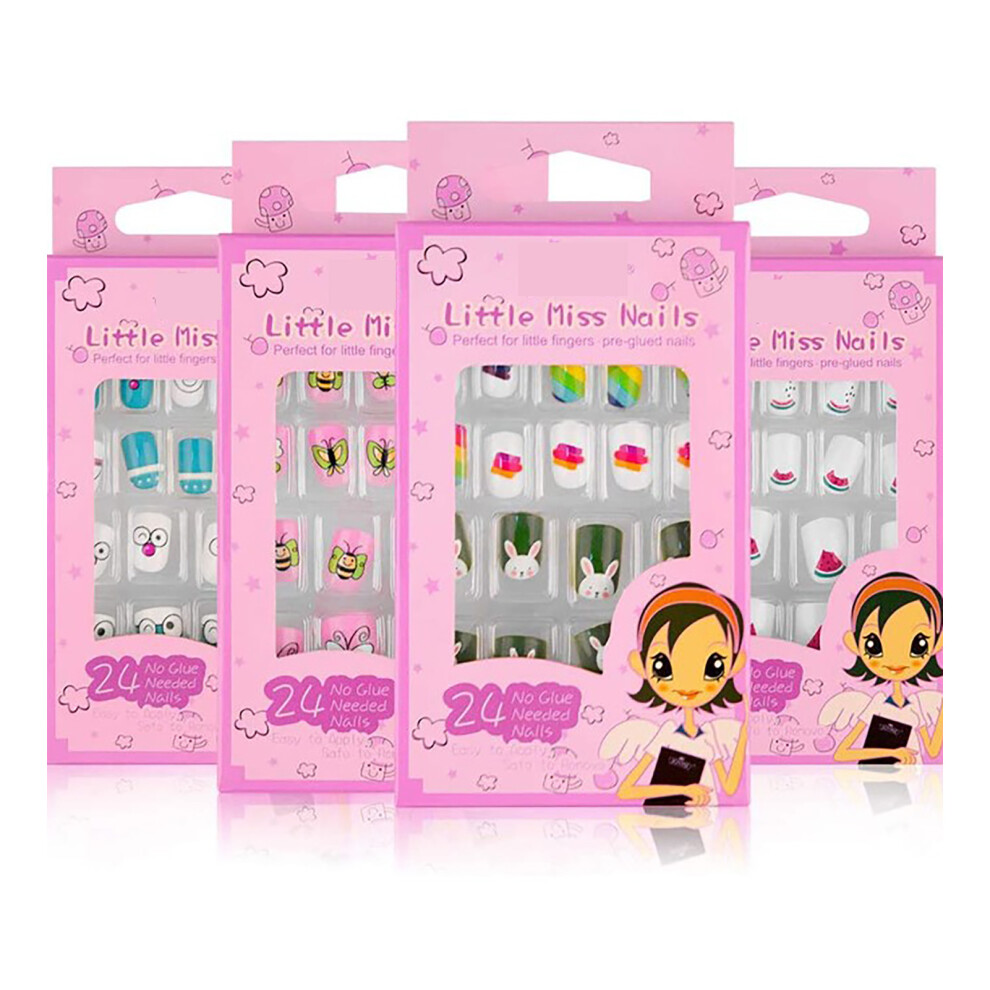 Charming Press on Nails for Kids, Full Cover Easy to Apply Artificial Nails, Safe and Skin Friendly Decorative False Fingernails, Durable Long