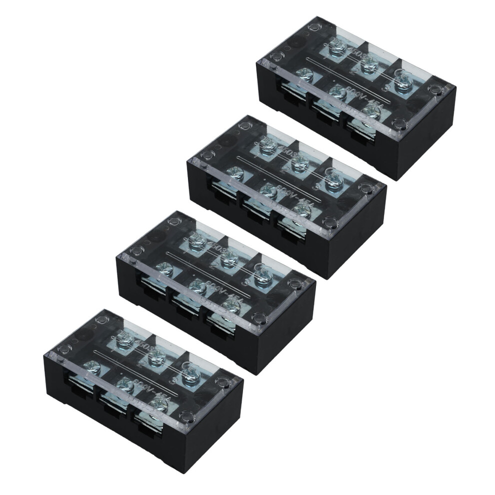 Dual Row 600V 45A Terminal Block 4Pcs With Protective Pc Shell 4941371683637
