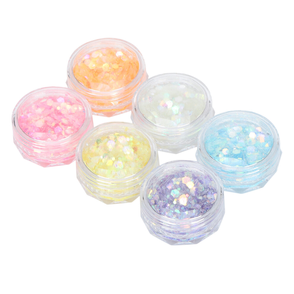 Sparkly Sequins Design Nail Art Supplies, Iridescent Flakes With Chunky Glitter, Mermaid Makeup Body Art Decorations, 3D Acrylic Paillette Colorful F