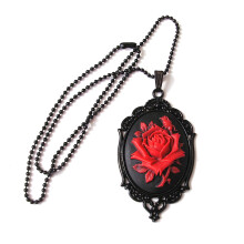Vintage Gothic Rose Halskette Viktorianisch Schwarz Rot Blumen-B
