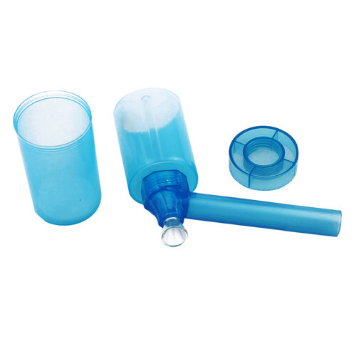 Plastic & Glass Combo: 214mm Blue Puff Pipe – Portable Smoking Tool 2