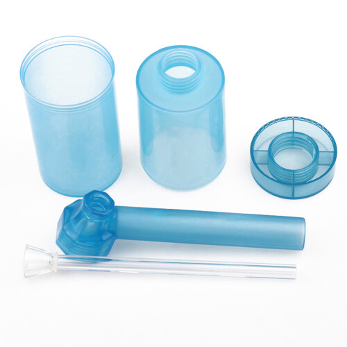 Plastic & Glass Combo: 214mm Blue Puff Pipe – Portable Smoking Tool 1
