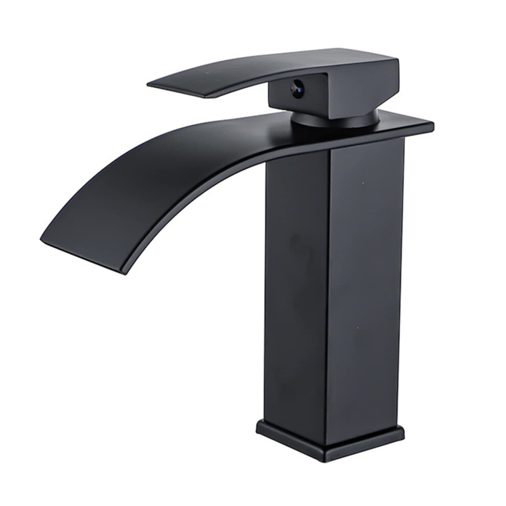 Waterfall Faucet Black Stainless Steel Lavatory Singlehandle Singlehole Basin Mixer Short Commemoration Day 9347817121681
