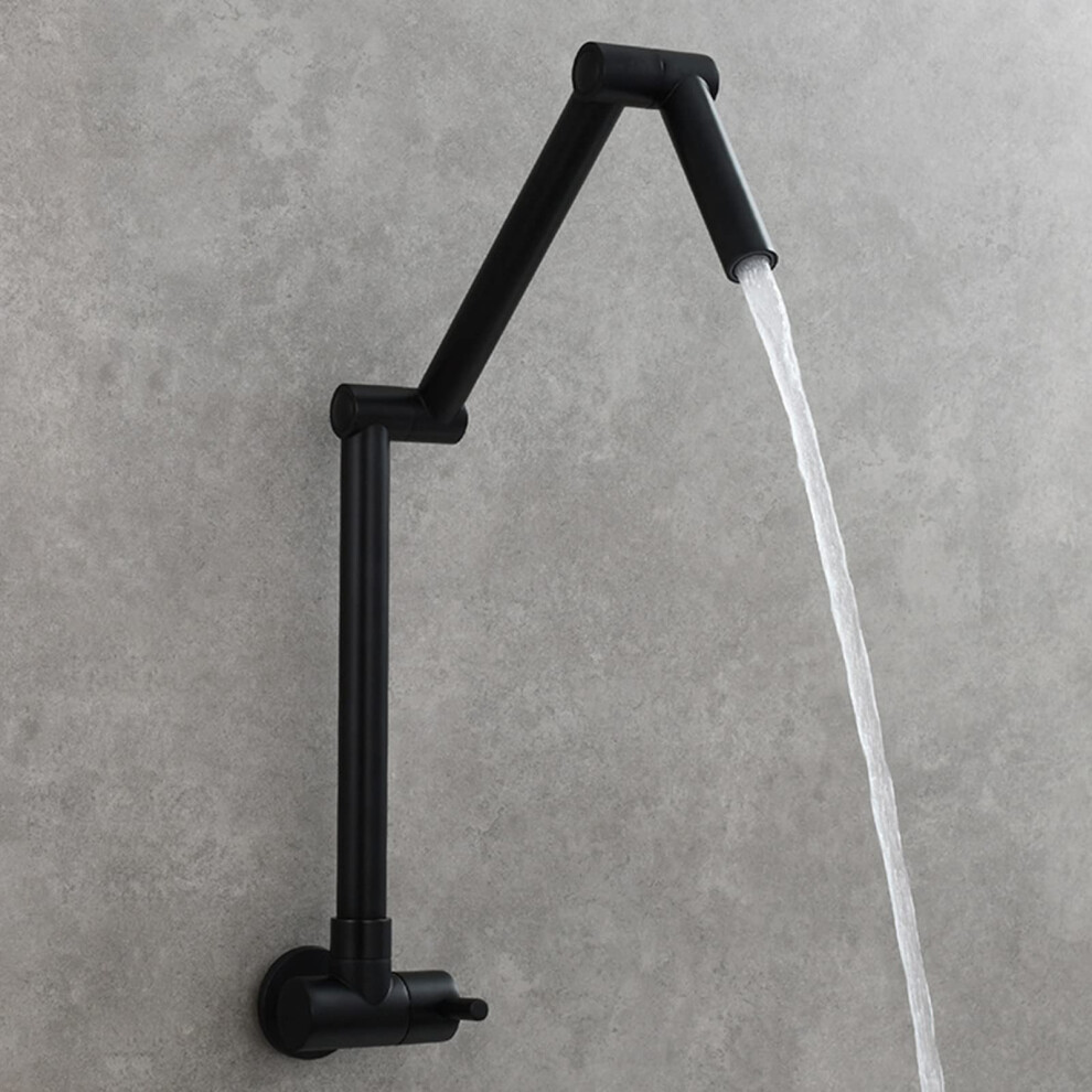 Kitchen Sink Faucets Brass Pot Filler Folding, Doublejoint Swing Arm, Wallmount, Black, Singlehandle Cold Water 9189345311628
