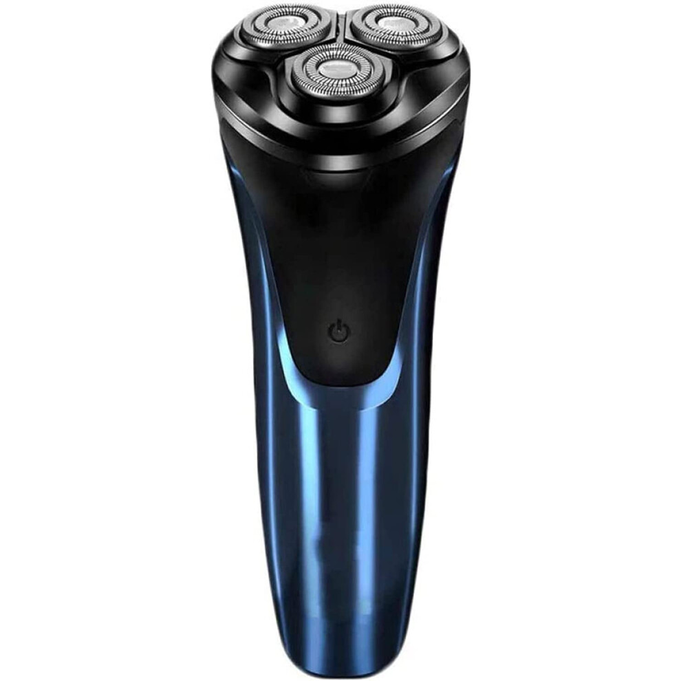 Blue Rechargeable Waterproof Ipx7 Electric Shaver Wet Dry Rotary Shaver For Men With Popup Trimmer