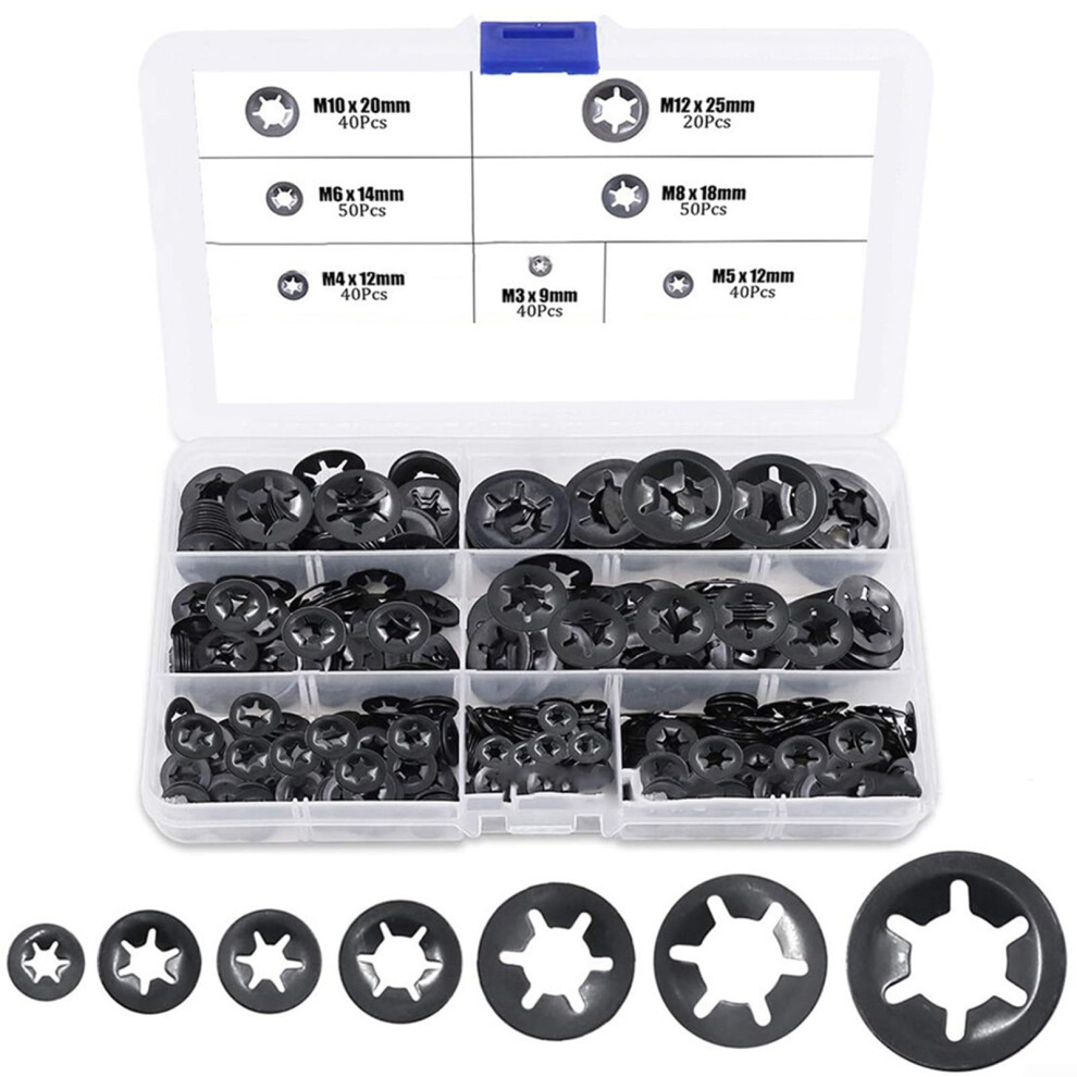 285 Pieces Internal Tooth Lock Washer Disc Fast Disc Plum Blossom Snap Ring Bearing Plum Blossom Retaining Ring Internal Tooth Lock Washer 9426802488807