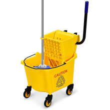 Commercial Mop Bucket with Side Press Wringer, 26 Quart on Wheels for Floor Cleaning