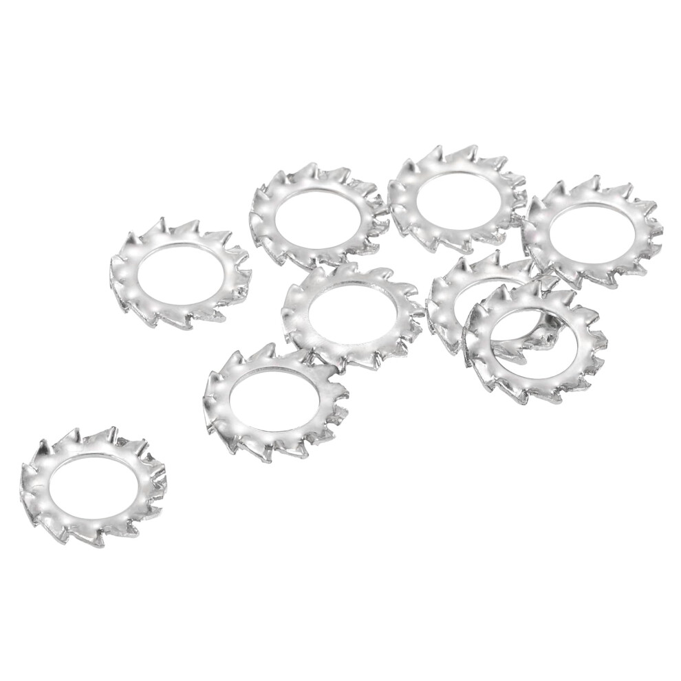 60Pcs External Dental Star Discs M6 304 Stainless Steel External Serrated Lock Washer For Mechanical Equipment Fixings Silver 9426802489828